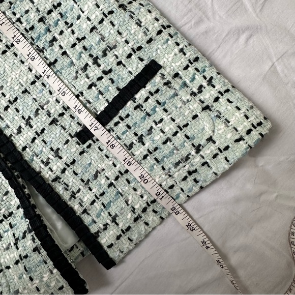 Mac & Jac Anthropologie Tweed Jacket Blazer Black Ribbon Trims Women Medium - Picture 11 of 12